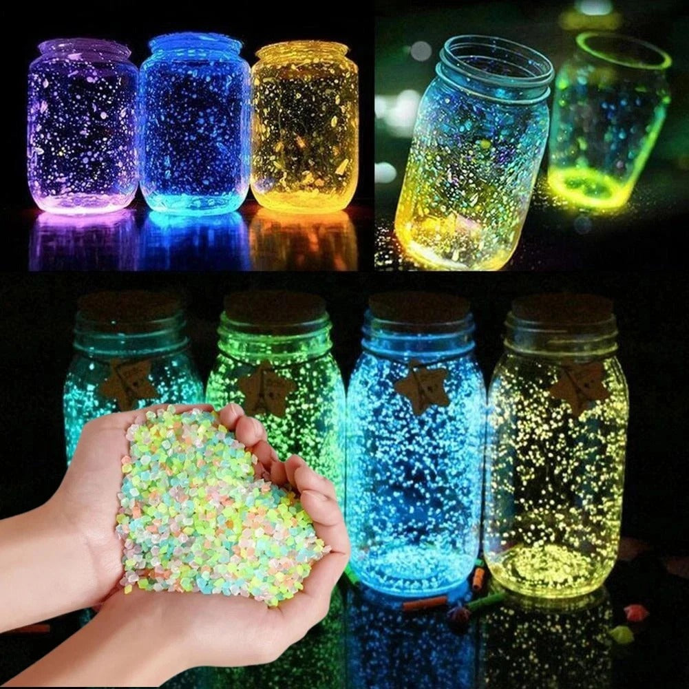 1000PCS Glow in The Dark Pebble Stones Garden Path Aquarium Fish Tank Decor