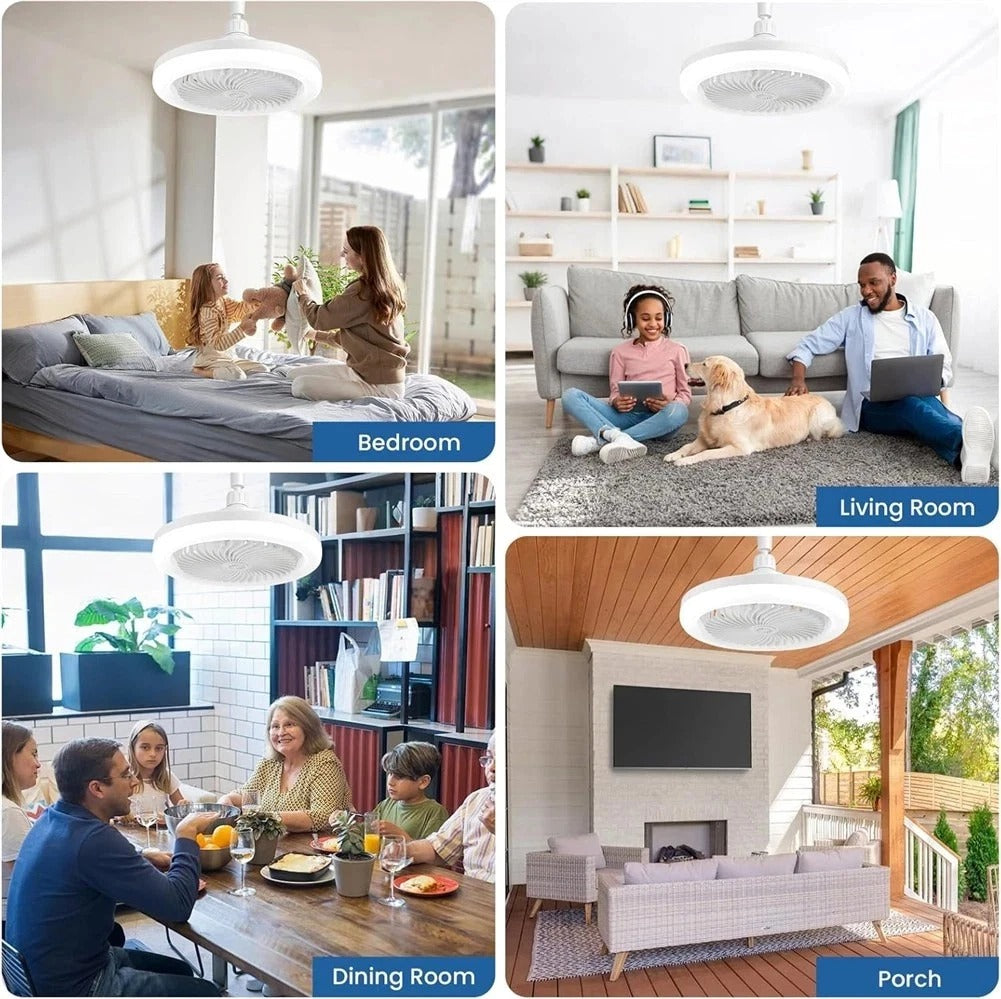 30W LED Ceiling Fan Light with Remote Control – 3 Speed Dimmable 3 Colour Quiet