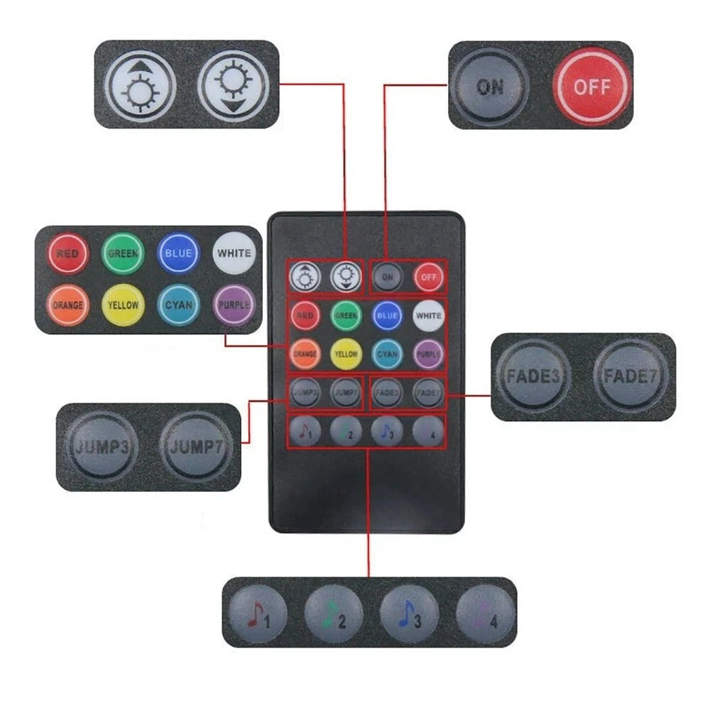 Car Interior Footwell LED Strip Lights RGB Multicolour Remote Atmosphere Lamp UK