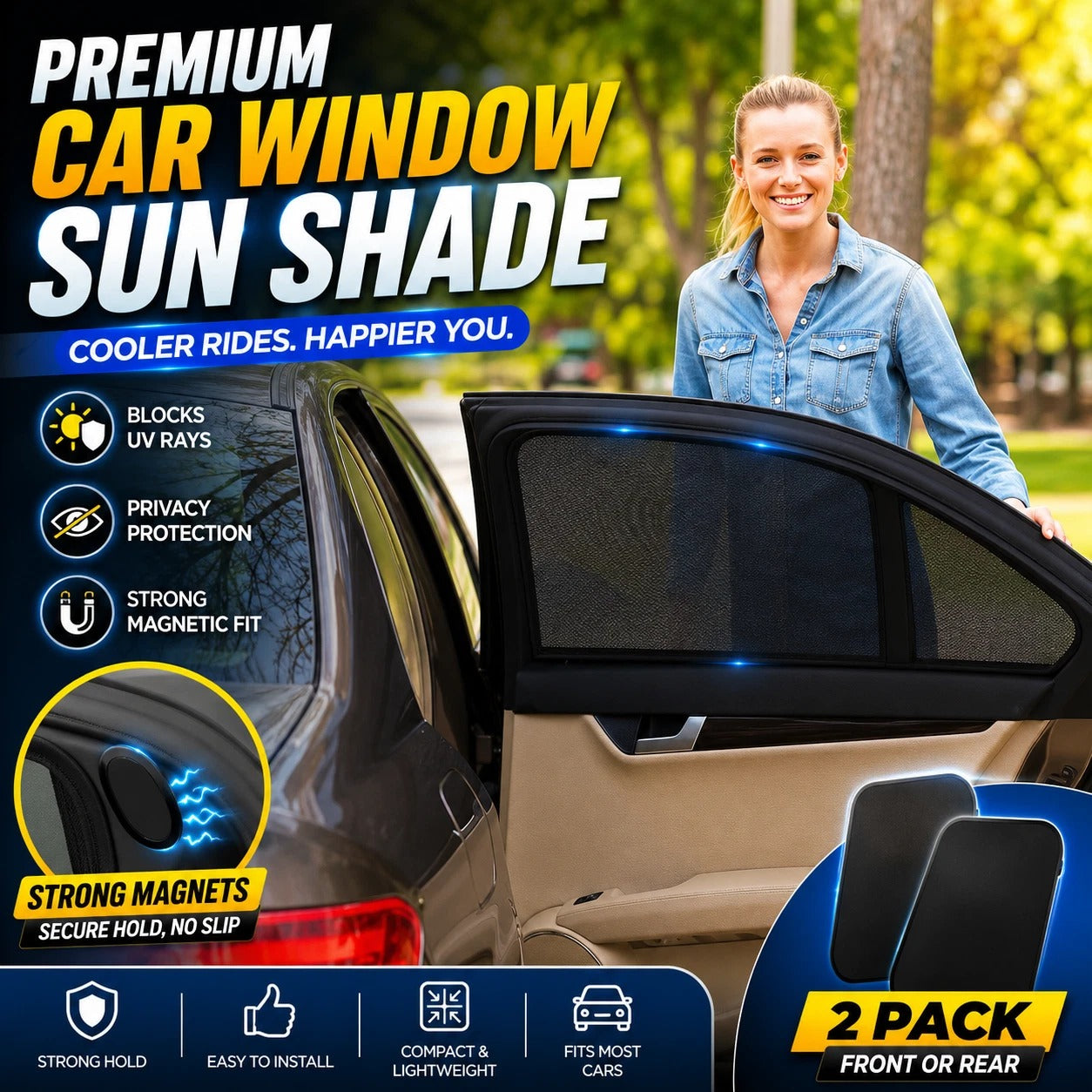 2 x Car Kids Sun Shade Shield Socks Rear Side Window Large Square Cover UV Mesh