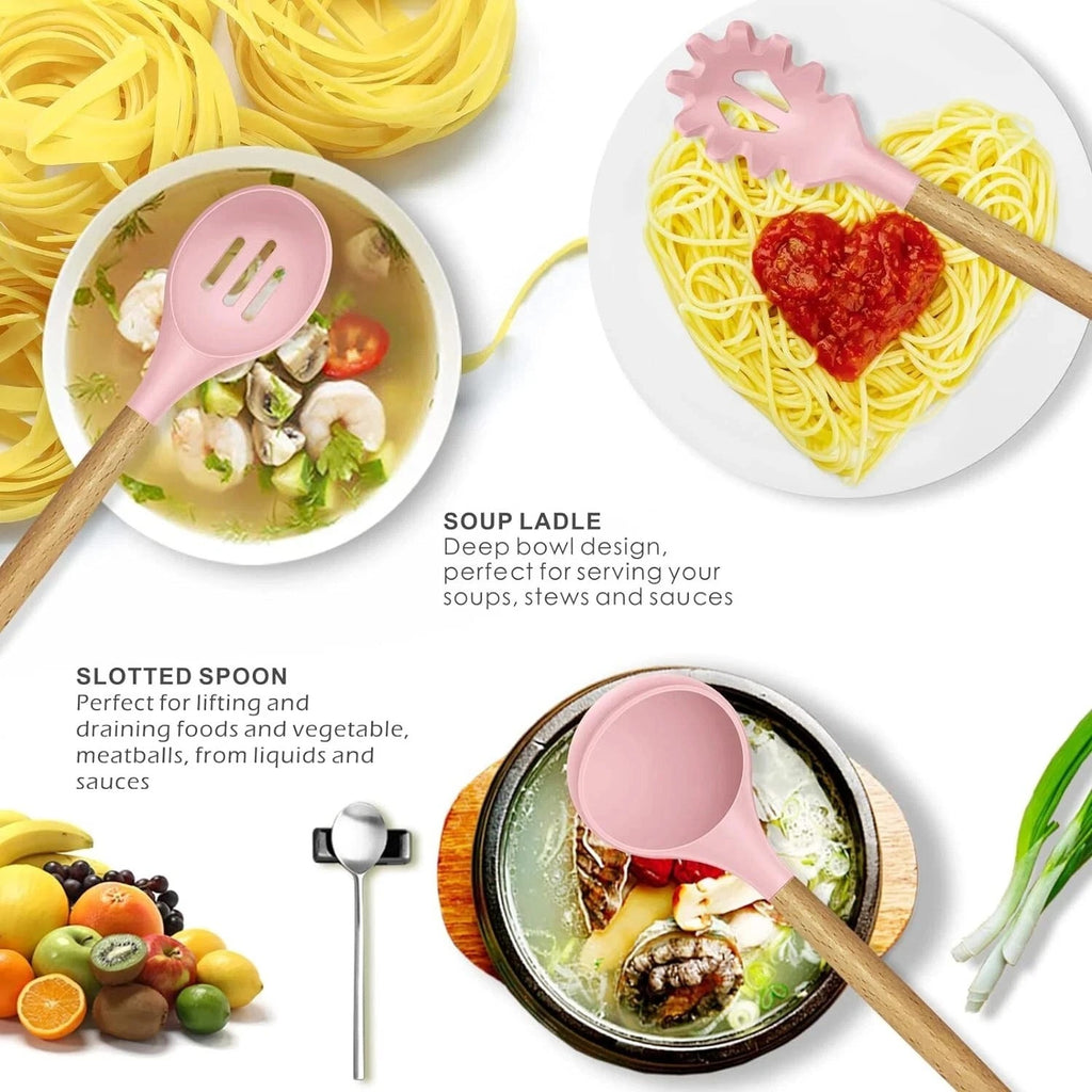 14-Piece Silicone Kitchen Utensils Set Non-stick Cooking Spoon and Baking Tools