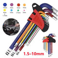 9x Allen Key Set Hex Metric Ball End Long Folding Colour Coded Design Alan Keys