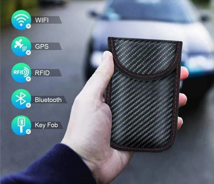 Car Key Signal Blocker Faraday Pouch Case - Fob Keyless RFID Blocking Cage