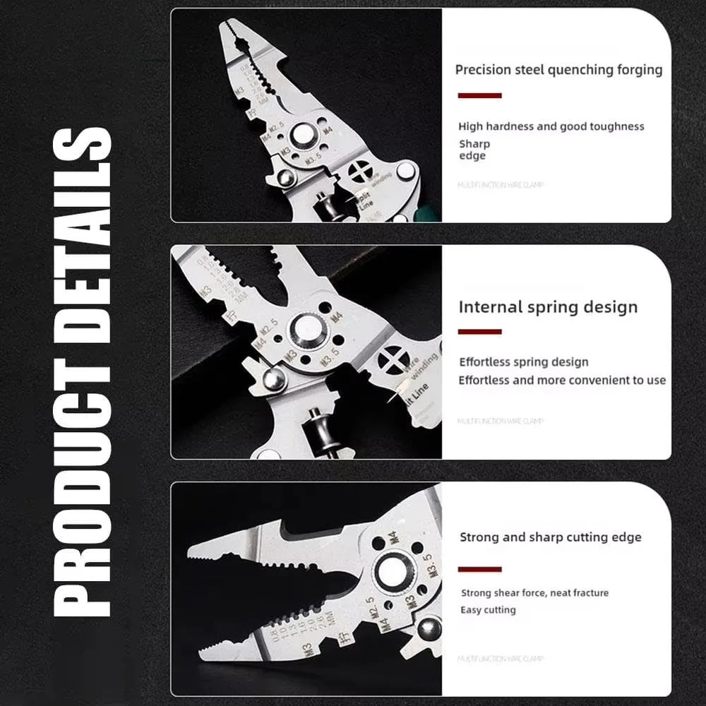 Foldable 18-in-1 Wire Stripping Pliers Crimping Tool - Multifunctional Electrician Pliers, Professional-Grade Electrician Tools