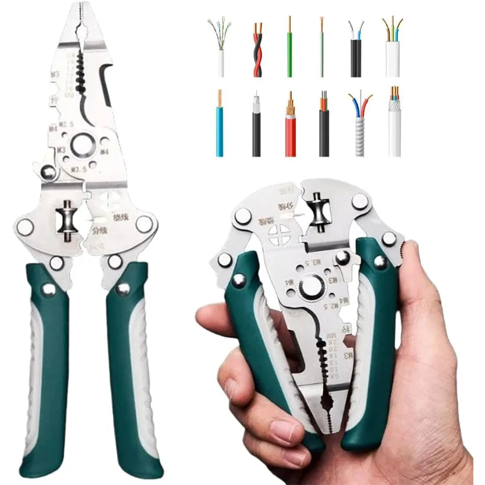 Foldable 18-in-1 Wire Stripping Pliers Crimping Tool - Multifunctional Electrician Pliers, Professional-Grade Electrician Tools