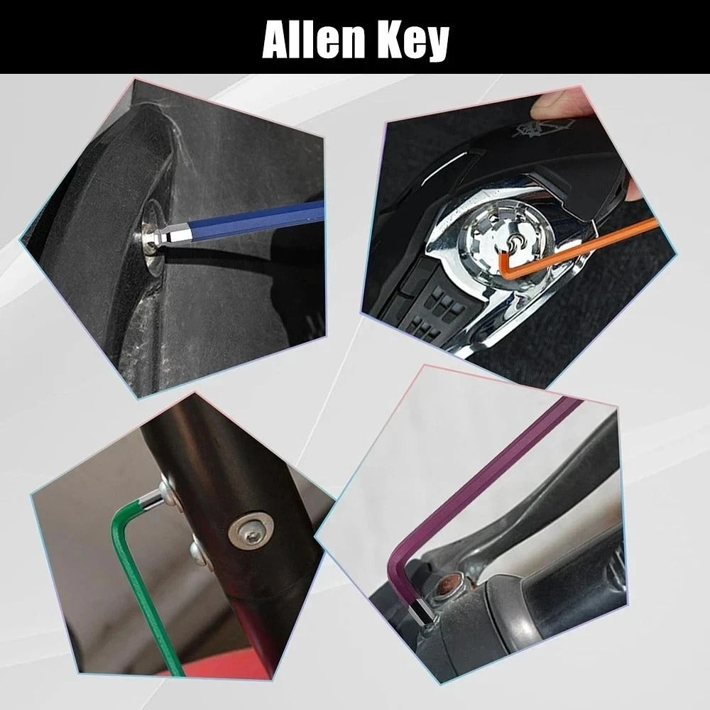 9x Allen Key Set Hex Metric Ball End Long Folding Colour Coded Design Alan Keys