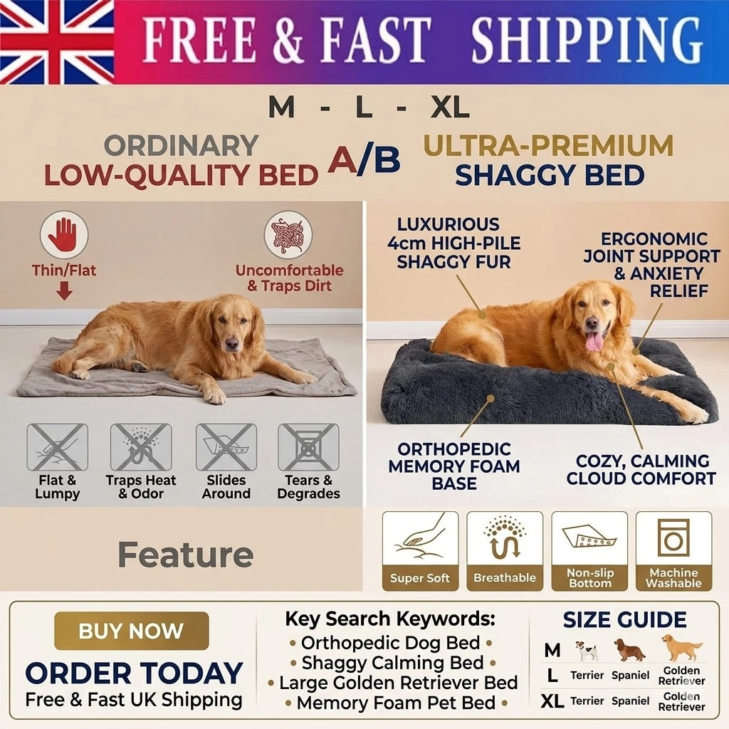 Luxury Calming Dog Bed Soft Washable Pet Cushion Mat for Large Small Dogs Cats U