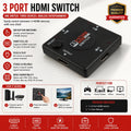 3 Port HDMI Splitter 1080p Multi Switcher Hub Box LCD HDTV PS3 XBOX One PS4 v1.4
