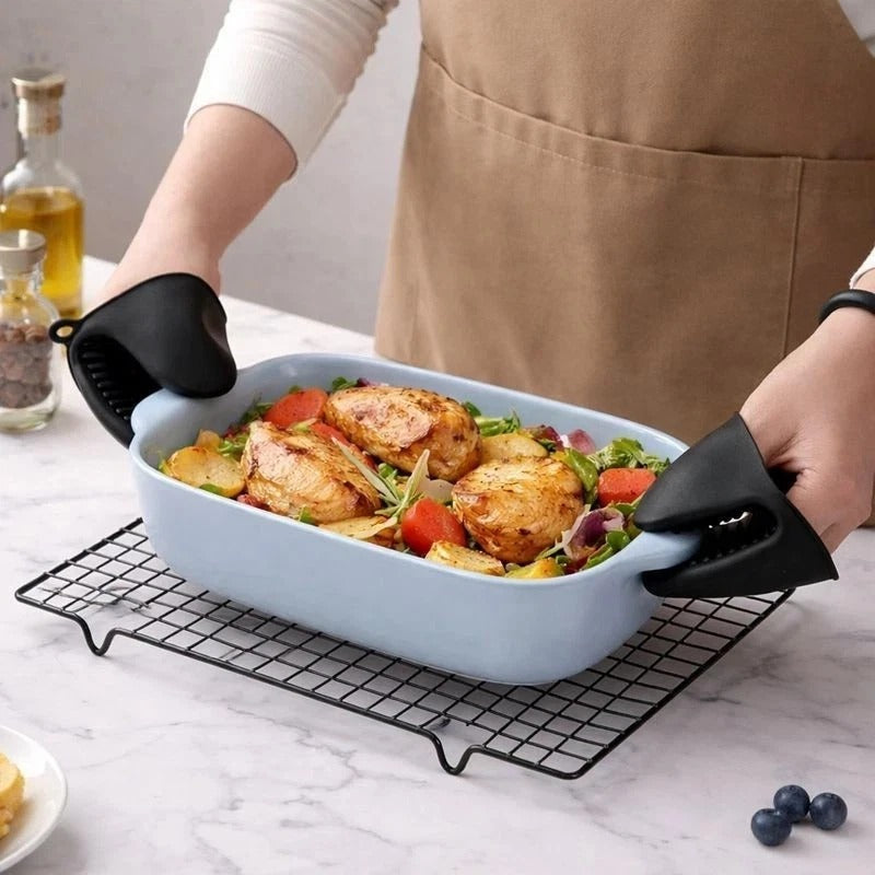 1-2 PCS Grey Silicone Pot Oven Holder Mitt Cooking Heat Resistant Thick Glove UK