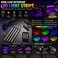 Car Interior Footwell LED Strip Lights RGB Multicolour Remote Atmosphere Lamp UK