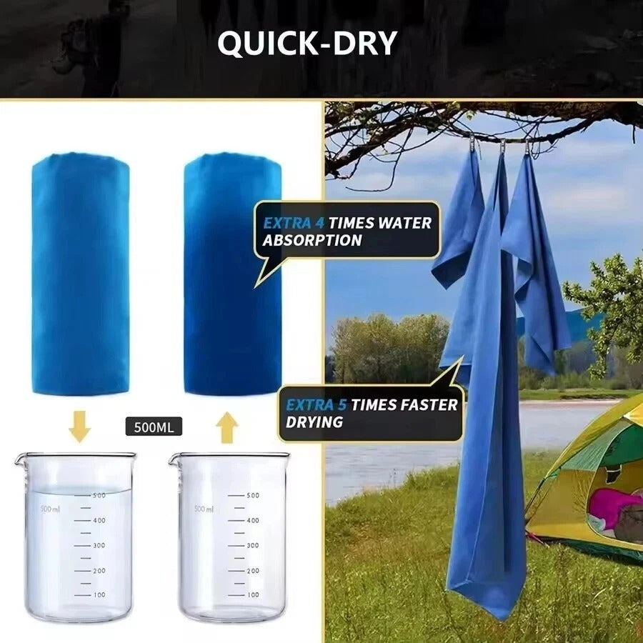 Microfiber Towel Compact Fast Drying Travel Sports Gym Beach Camping Swimming