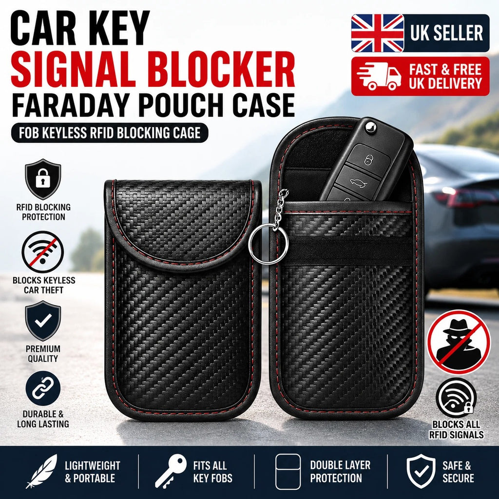 Car Key Signal Blocker Faraday Pouch Case - Fob Keyless RFID Blocking Cage