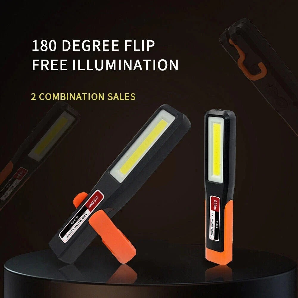 2/4x COB LED Cordless Magnetic Work Light USB Inspection Lamp Torch Rechargeable