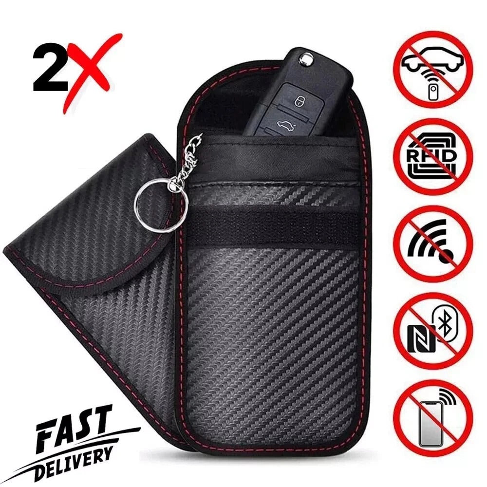 Car Key Signal Blocker Faraday Pouch Case - Fob Keyless RFID Blocking Cage