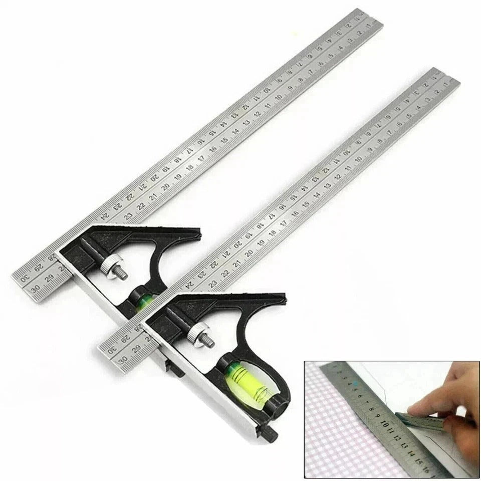 300mm Adjustable Engineers Combination Try Square Set Right Angle Guide UK Stock