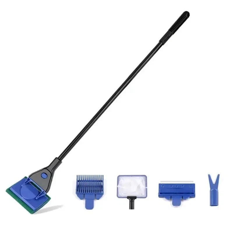 5 in 1 Aquarium Cleaning Kit Glass Brush Scraper Fishnet Fish Tank Cleaner Tools