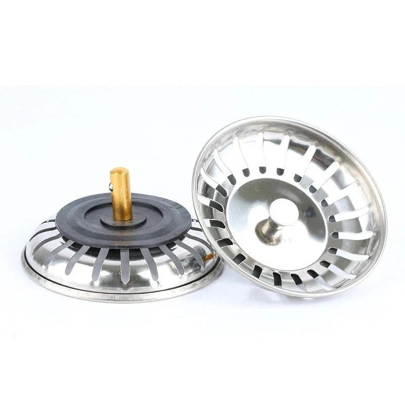 2x Stainless Steel Replacement Kitchen Sink Drain Strainer Drainer Waste Plug UK