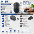 Logitech M185 Wireless Optical Mouse + USB Receiver Fit Compact PC Laptop Mouse