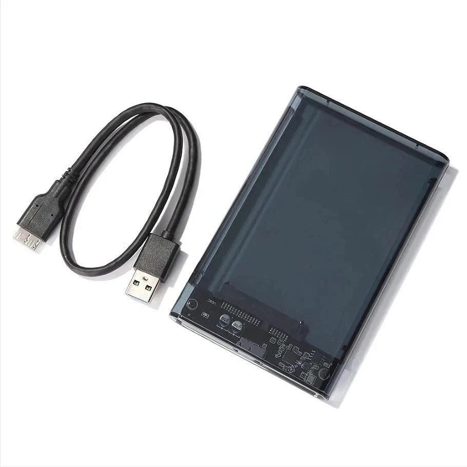 2.5" USB 3.0 SATA External Hard Drive Enclosure Case Clear HDD SSD Caddy Adapter