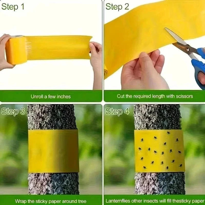 10M Double Sided Sticky Insect Barrier Tape Roll – Garden Tree Pest Fly Bug Cont