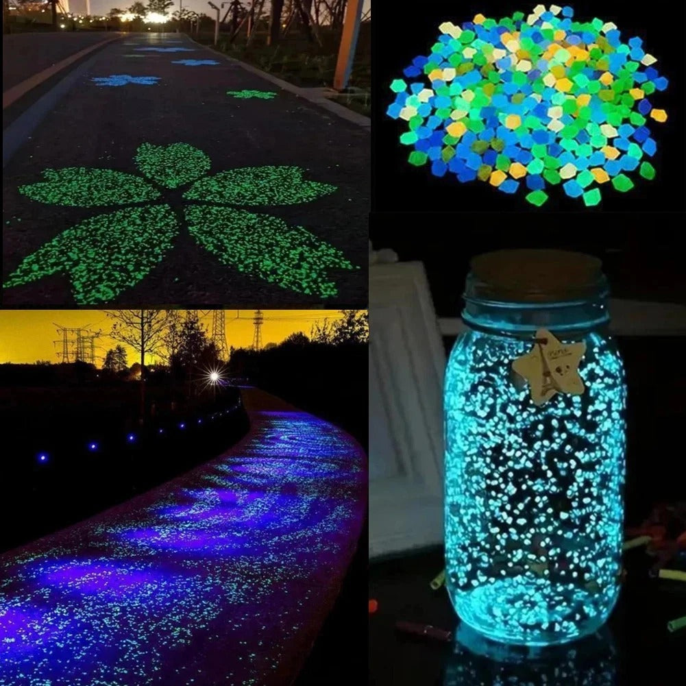 1000PCS Glow in The Dark Pebble Stones Garden Path Aquarium Fish Tank Decor