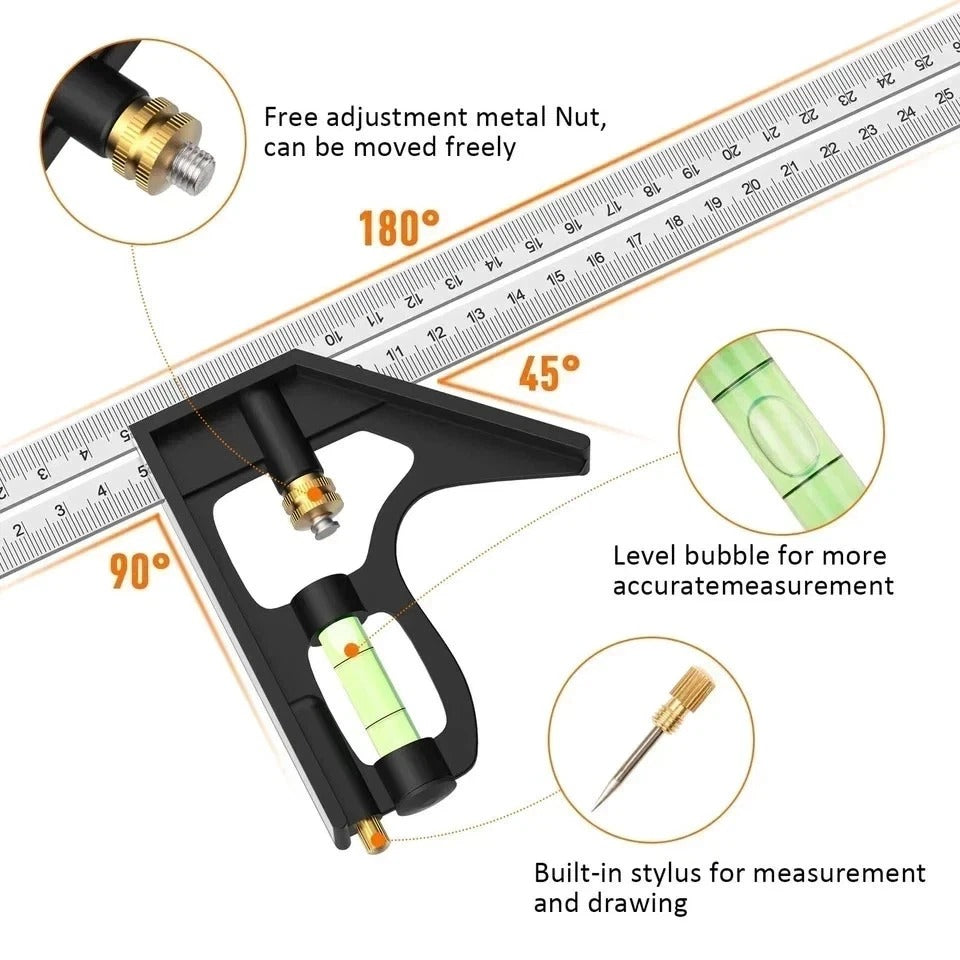 300mm Adjustable Engineers Combination Try Square Set Right Angle Guide UK Stock