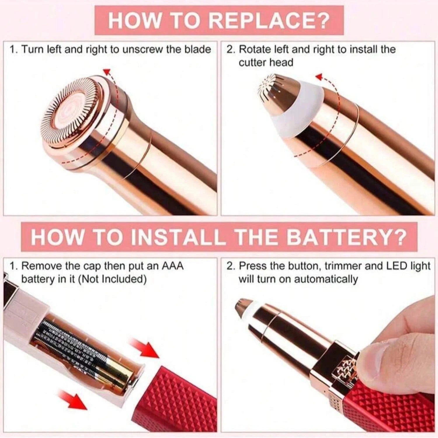 2-in-1 Electric Eyebrow Trimmer & Facial Hair Remover for Women - UK
