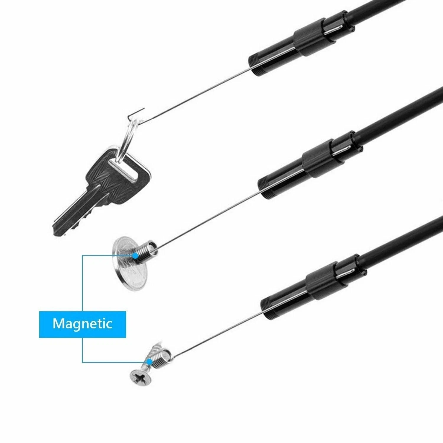 Waterproof endoscope cable with magnetic accessory and keys for metal retrieval