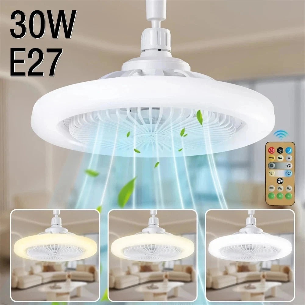 30W LED Ceiling Fan Light with Remote Control – 3 Speed Dimmable 3 Colour Quiet