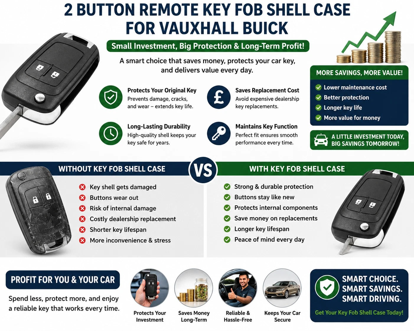 2 Button Remote Key Fob Shell Case For Vauxhall Astra Insignia Zafira Adam Car