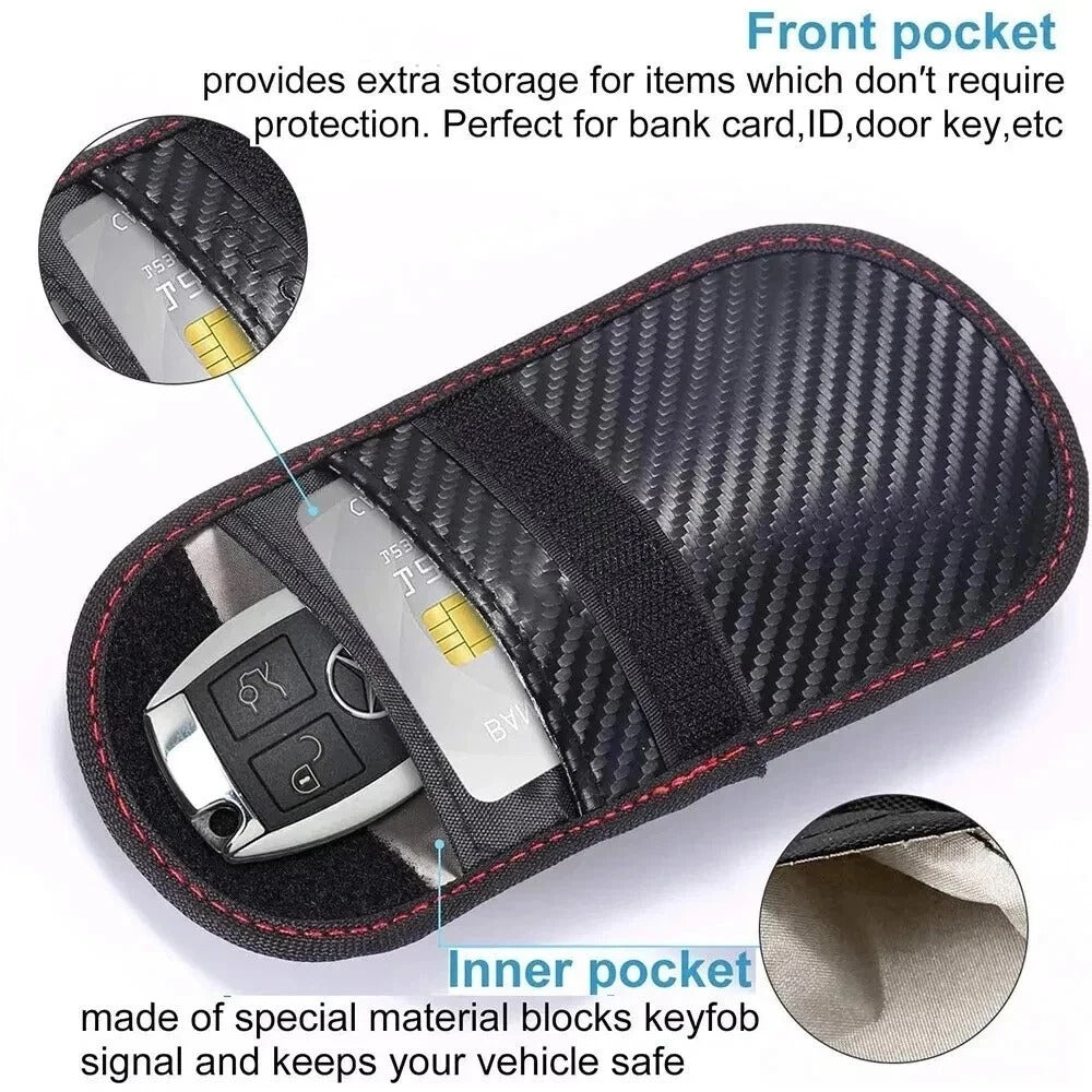 Car Key Signal Blocker Faraday Pouch Case - Fob Keyless RFID Blocking Cage