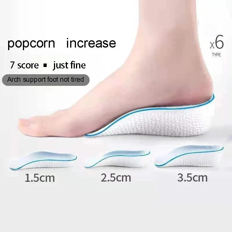 Shoe Height Increase Insoles Heel Lift 1.5/2.5/3.5cm Pads Sole Foot Washable