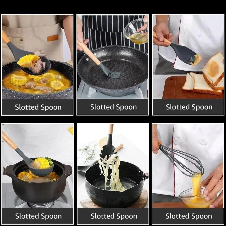 14-Piece Silicone Kitchen Utensils Set Non-stick Cooking Spoon and Baking Tools