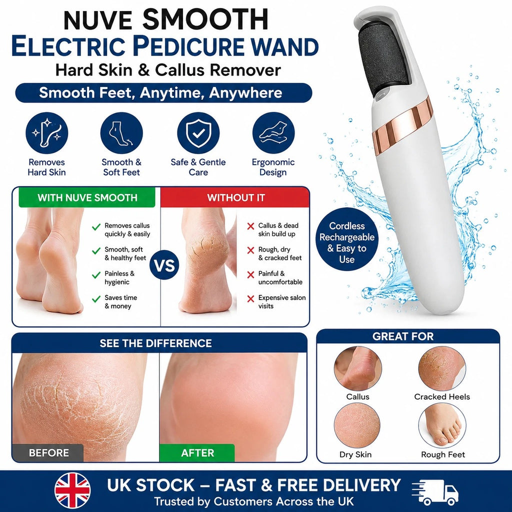 Nuve Smooth Electric Pedicure Wand Callus Remover | Professional Foot Care Hard