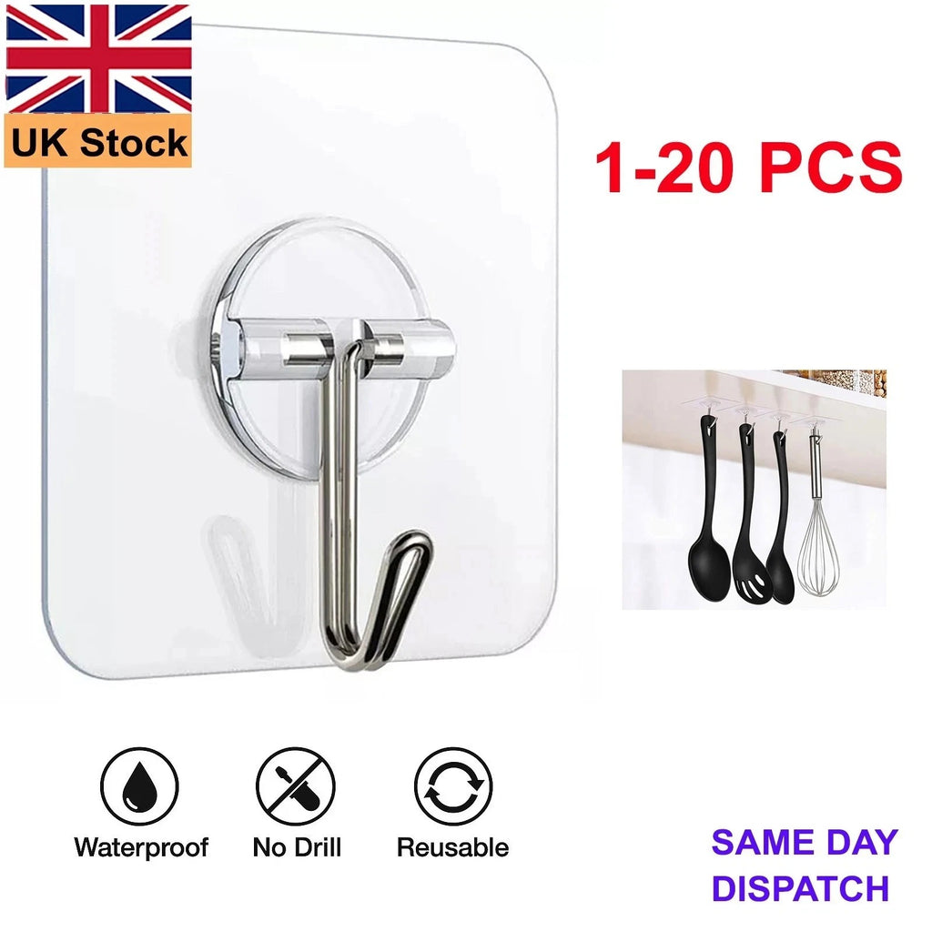 Ultra Strong Transparent Adhesive Wall Hooks – Waterproof Heavy Duty Removable S