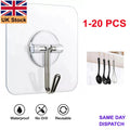 Ultra Strong Transparent Adhesive Wall Hooks – Waterproof Heavy Duty Removable S