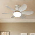 Ceiling fan with integrated LED light globe and five white blades on a ceiling mount