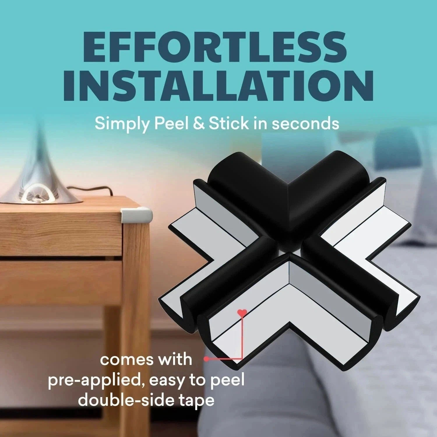 4x Baby Safety Corner Protectors Pre-Taped NBR Table Edge Guards Clear UK