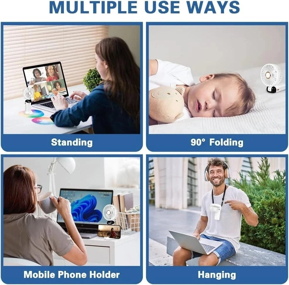 Mini Rechargeable Handheld Fan - Portable Folding USB Cooling Fan for Desk UK