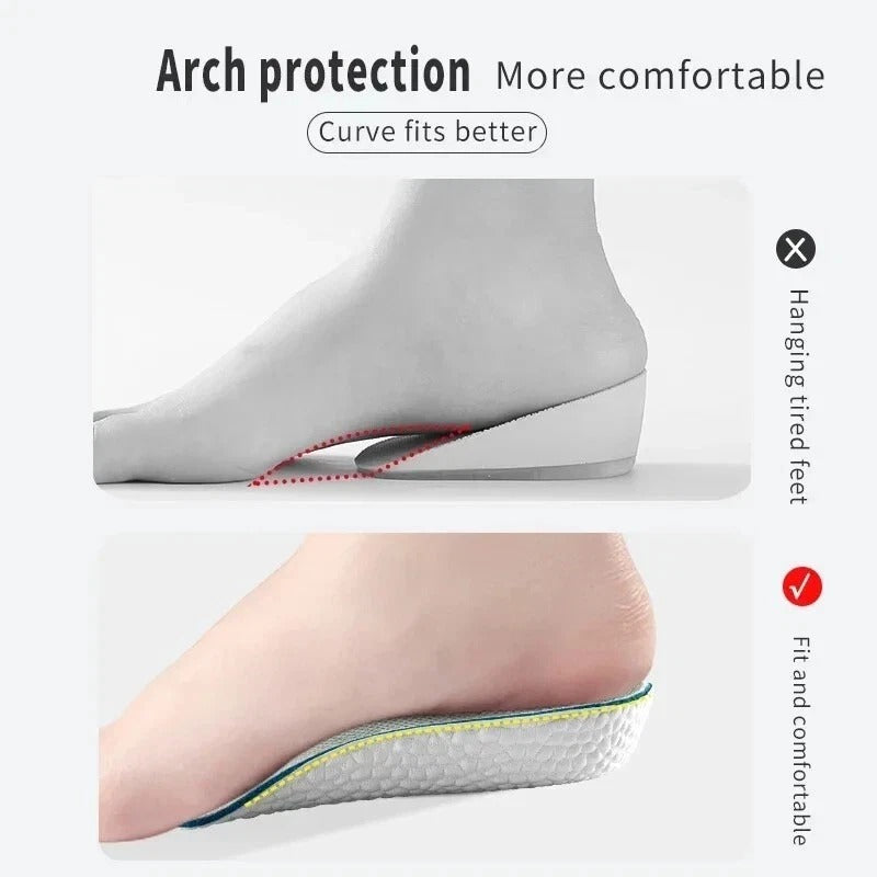 Shoe Height Increase Insoles Heel Lift 1.5/2.5/3.5cm Pads Sole Foot Washable