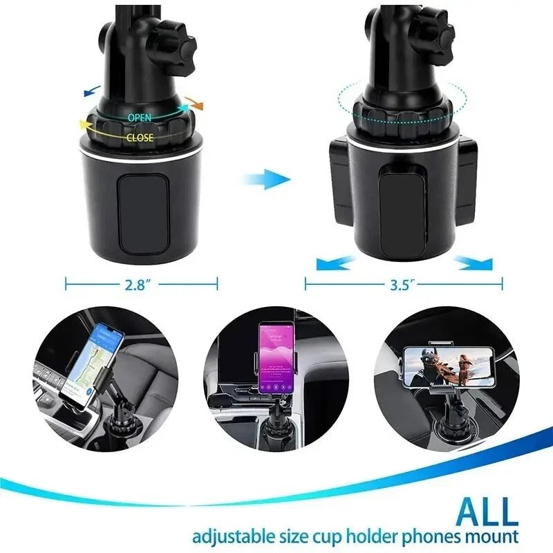 Universal 360° Adjustable Phone Mount Car Cup Holder Stand Cradle For Cell Phone