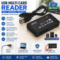 WG® USB 2.0 Memory Card Reader All‑in‑One Adapter SD SDHC Micro SD CF MS M2 XD
