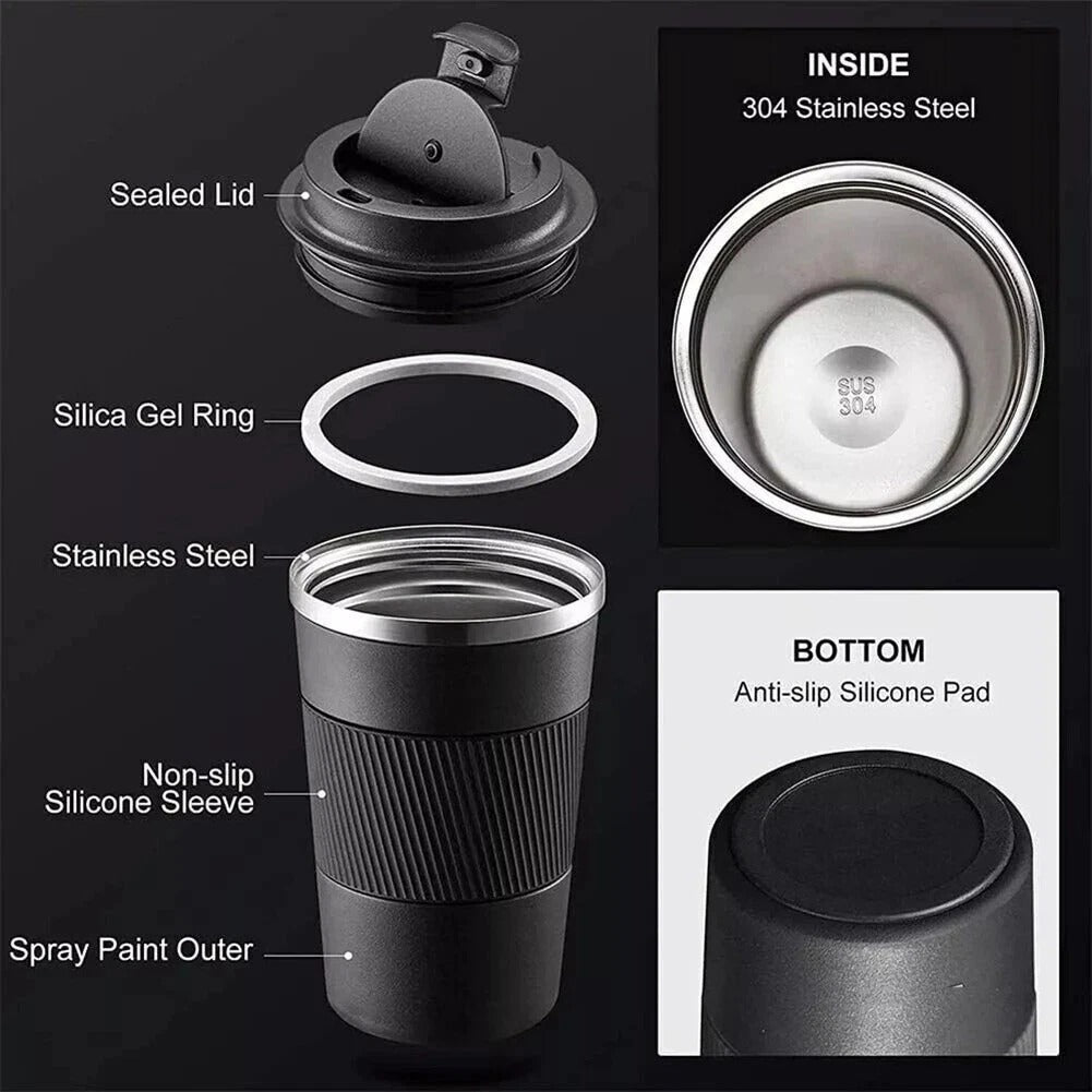 510ML Leakproof Thermal Travel Mug – Stainless Steel Insulated Coffee Cup Flask