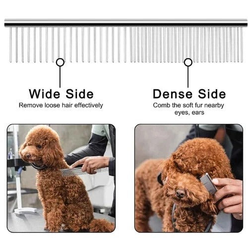 Dog Cat Pet Grooming Comb Double Row Metal Teeth Fur Rake Brush for Shedding UK