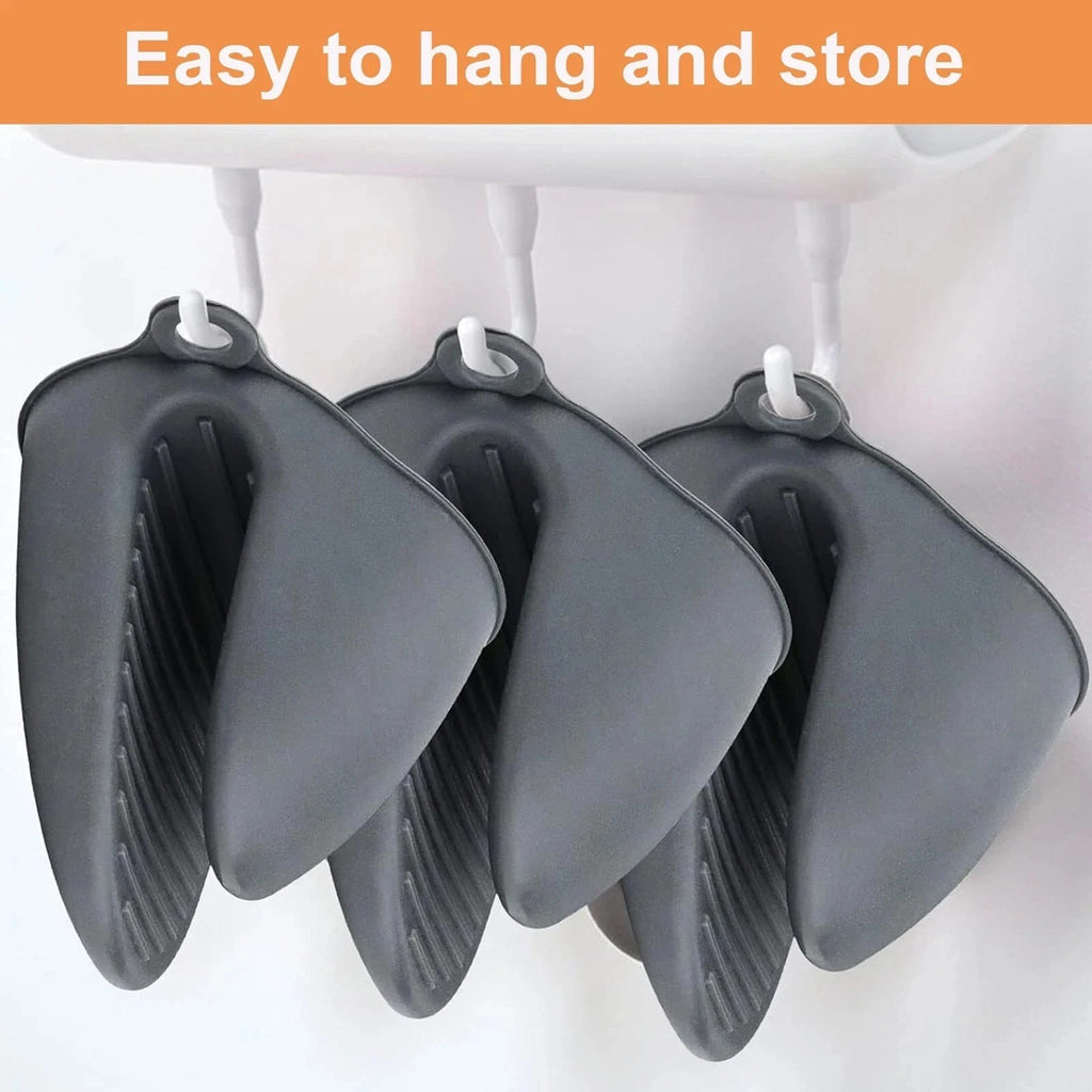 1-2 PCS Grey Silicone Pot Oven Holder Mitt Cooking Heat Resistant Thick Glove UK