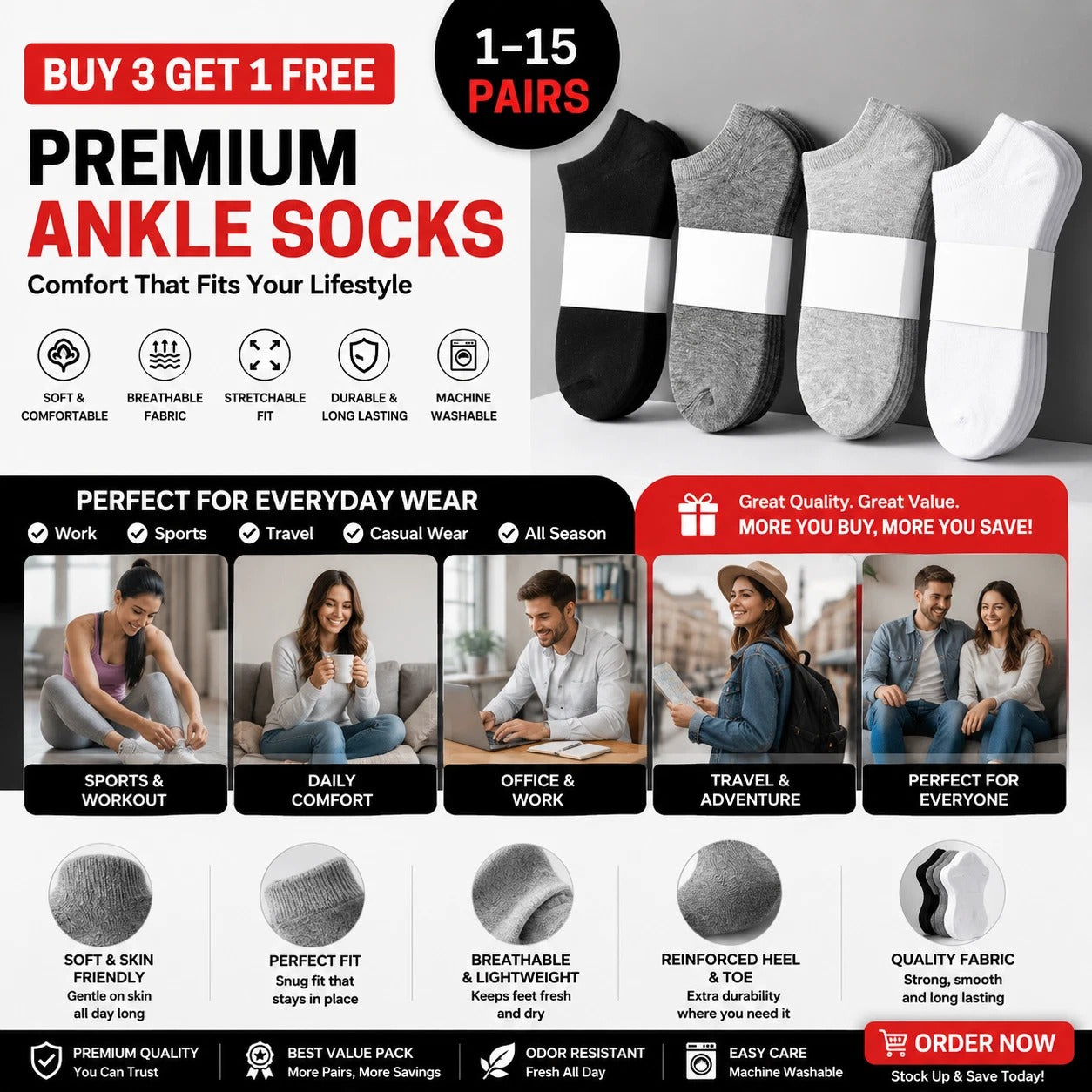 Pairs Mens Womens Invisible Trainer Socks – Cotton Low Cut Ankle Sports Liner So