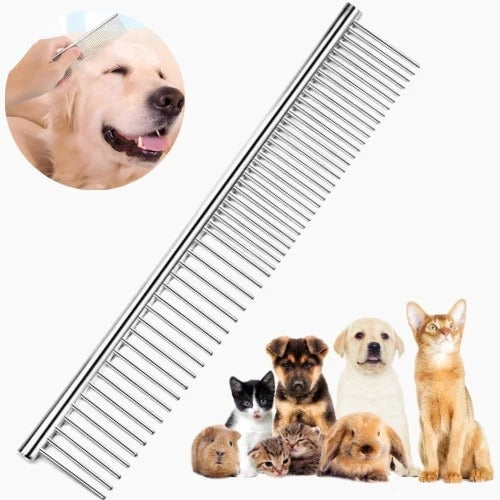 Dog Cat Pet Grooming Comb Double Row Metal Teeth Fur Rake Brush for Shedding UK