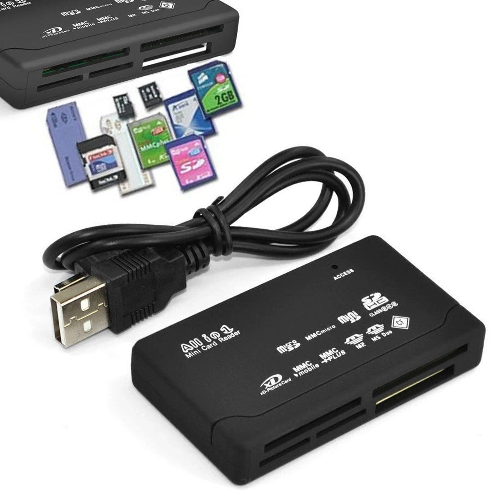 WG® USB 2.0 Memory Card Reader All‑in‑One Adapter SD SDHC Micro SD CF MS M2 XD