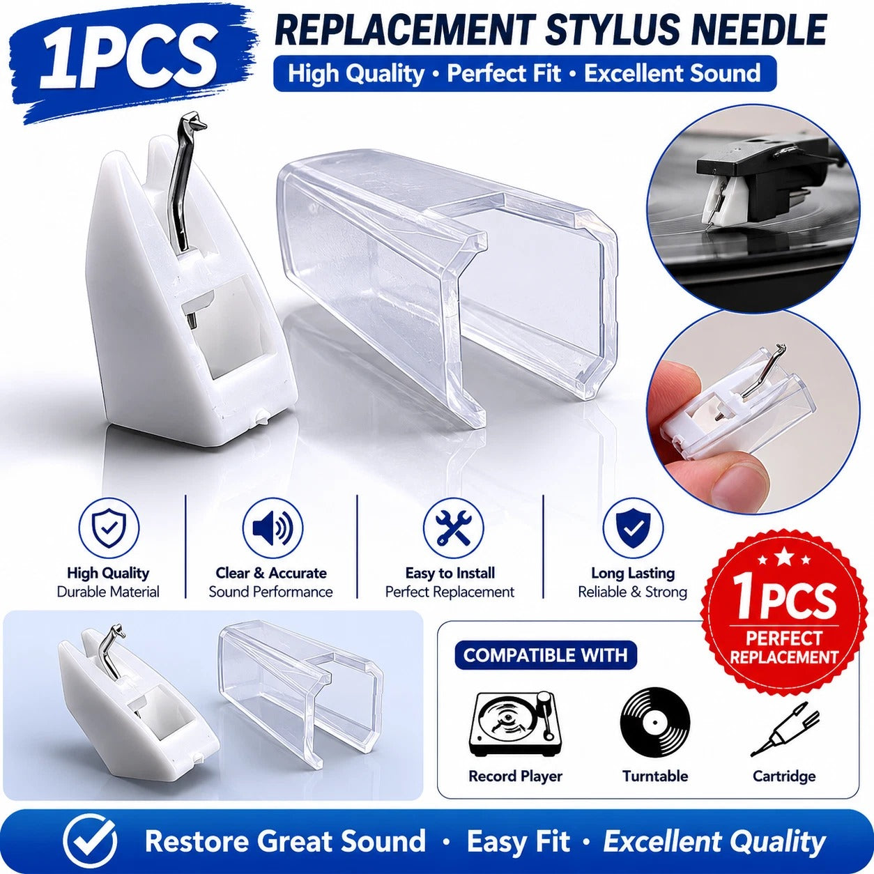 Ortofon OM Series Turntable Stylus Needle Replacement – Fits OM3E OM5E OMB OMP O