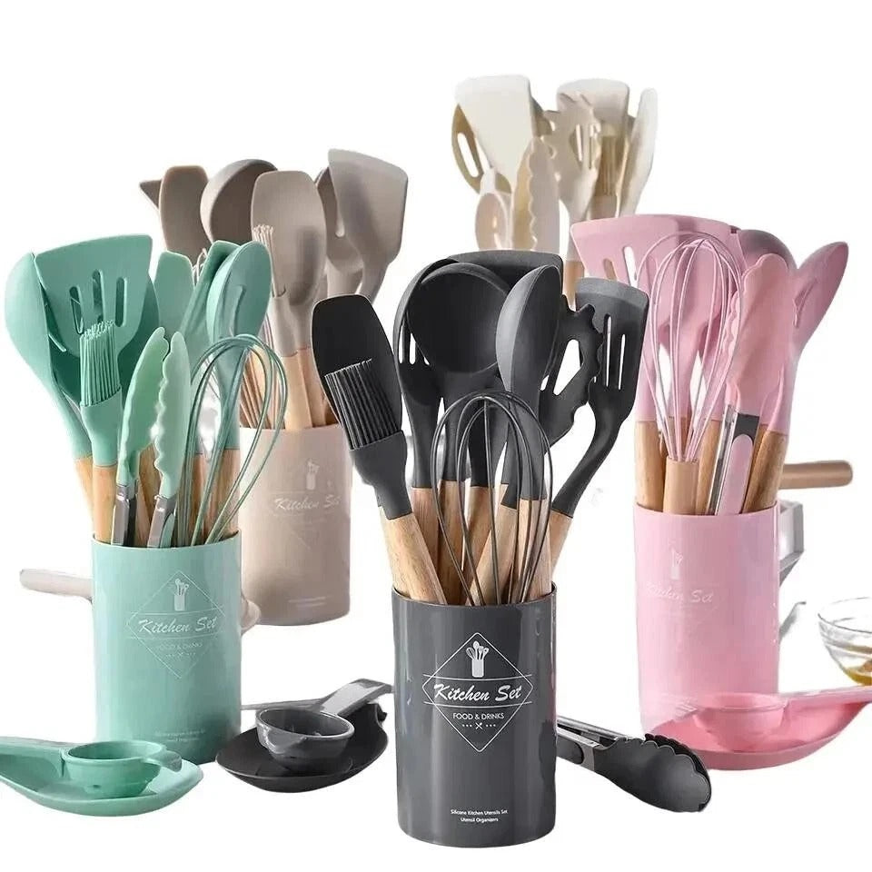 14-Piece Silicone Kitchen Utensils Set Non-stick Cooking Spoon and Baking Tools